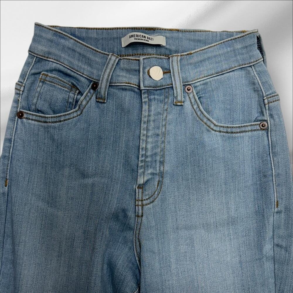AMERICAN BAZI Women’s 3 Long High Rise Blue Jeans